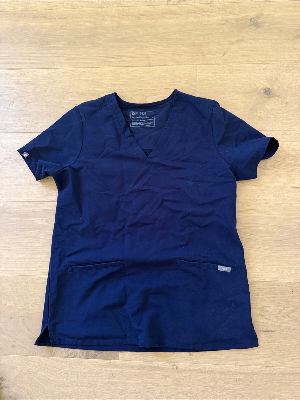 Figs Navy Short-Sleeve V-Neck Scrub Top